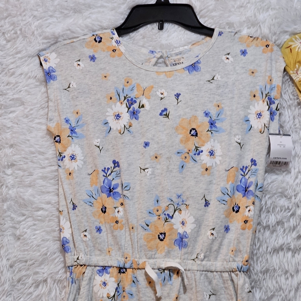 Carter's Floral Romper Set - Gray and Yellow Floral Girls Size 12 - Picture 2 of 14
